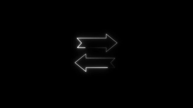Neon arrow data transfer icon. Neon swap exchange arrow icon. Neon transfer arrow icon animation.