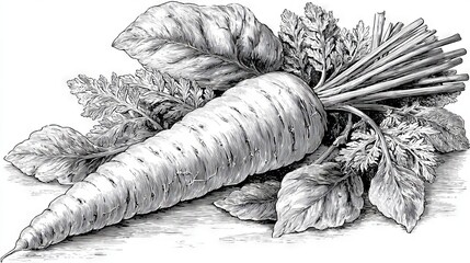 Fototapeta premium A carrot is drawn in black and white