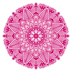 Pink Floral mandala round ornament