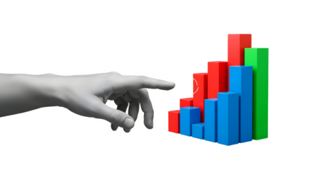 Dynamic hand reaching towards rising bar graph illustrating financial growth and business success, representing investment and progress