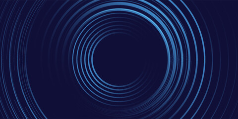 Abstract blue glowing geometric lines on dark blue background. Modern shiny blue circle lines pattern. Futuristic technology concept