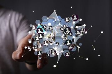 Abstract network, connection, social media, global communication, technology concept.