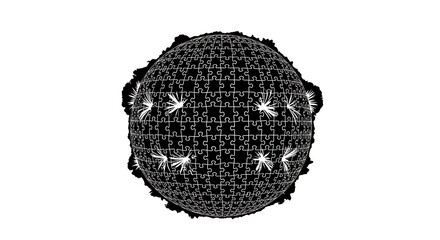 Abstract Puzzle Globe with Floral Accents