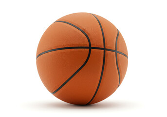 A single orange basketball with black lines isolated against a plain white background in a studio shot