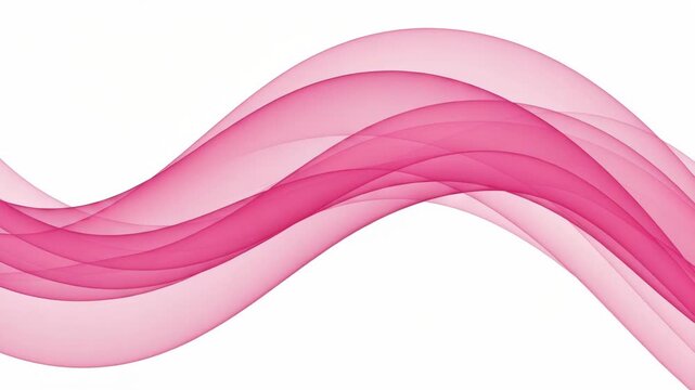 Abstract pink waves with soft gradients and transparent layers, isolated on a white background