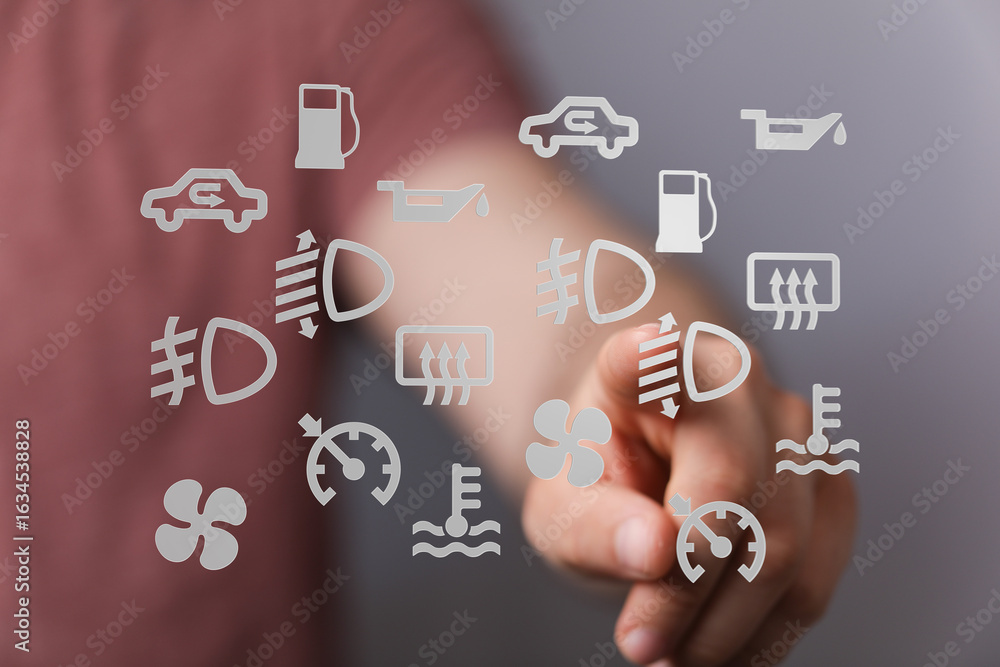 Poster learn to identify and understand common car dashboard warning lights. avoid costly repairs by knowin