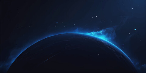 A breathtaking blue marble, our planet Earth, illuminated by the sun's golden light, hangs as a solitary sphere against the deep black of the cosmos