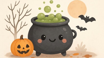 Cute Halloween cauldron illustration
