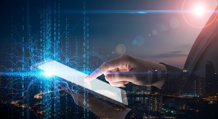 Digital tablet data stream technology futuristic illustration