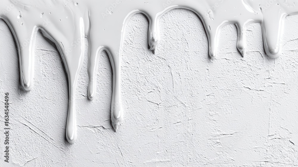 Poster glossy dripping texture creates an appealing visual on a clean white wall with an upper third left b