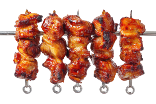 Close-up of chicken skewers