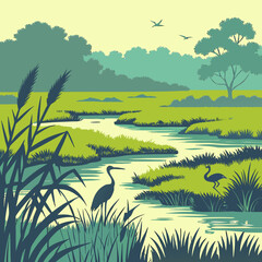 rice field in the morning