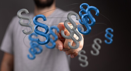 Abstract image of interconnected paragraph symbols, representing legal concepts and...