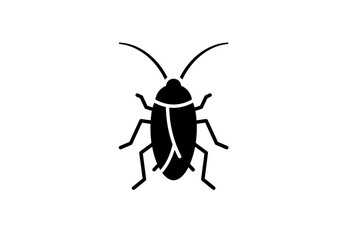 A simple black silhouette of a cockroach with antennae and legs on a white background vector image