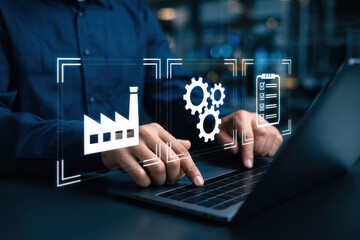 Naklejka premium Optimizing manufacturing process automation with technology and digital transformation