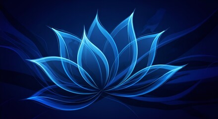 Ethereal Bloom: A Luminous, Translucent Blue Lotus Flower Glowing in a Dark and Mystical Water








