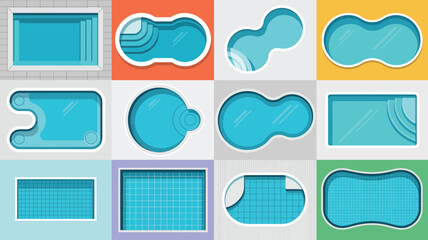 Collection of diverse swimming pool shapes and designs
