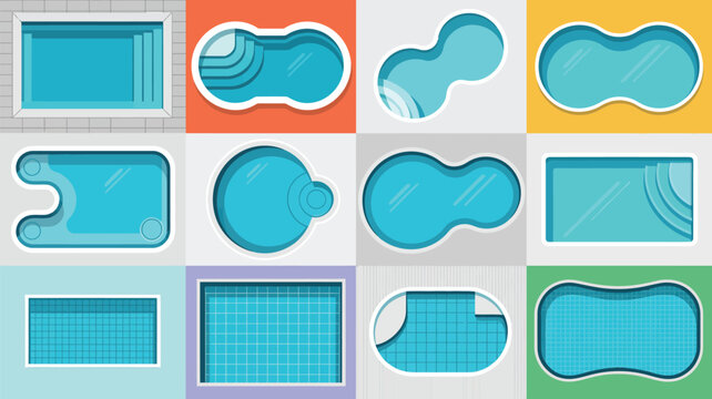 Collection of diverse swimming pool shapes and designs