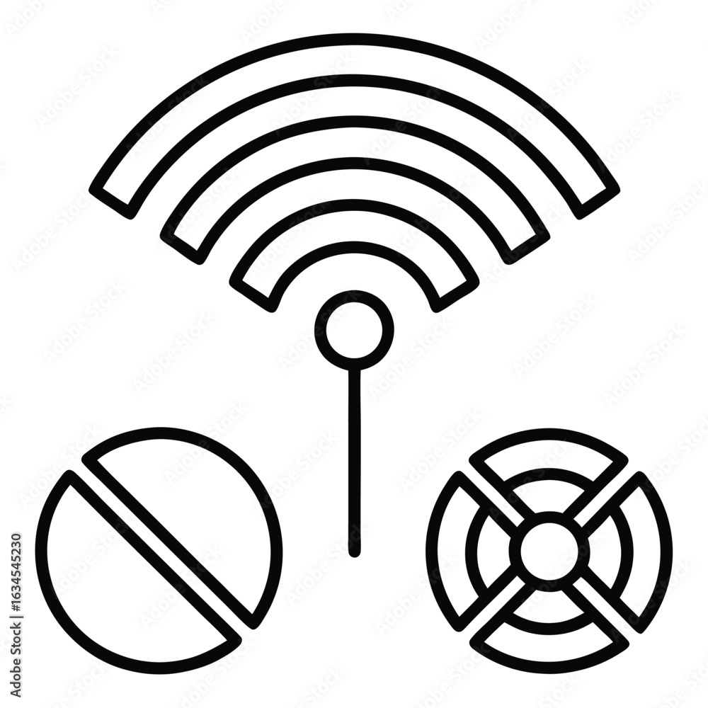 Aufkleber abstract icons representing wireless signal strength and connectivity status