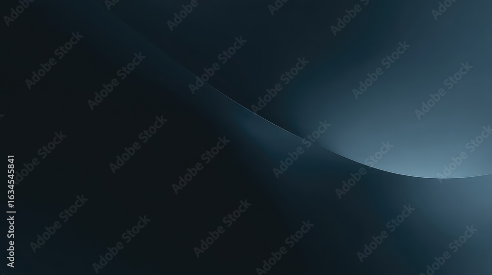 Poster deep blue serenity: a minimalist abstract form with a graceful softly lit curve.