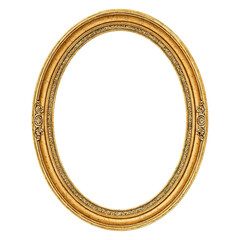 Oval gold picture frame.  Ornate, decorative border
