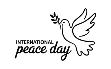 Naklejka premium Dove carrying olive branch for international peace day celebration