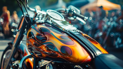 Flame-Painted Motorcycle Tank