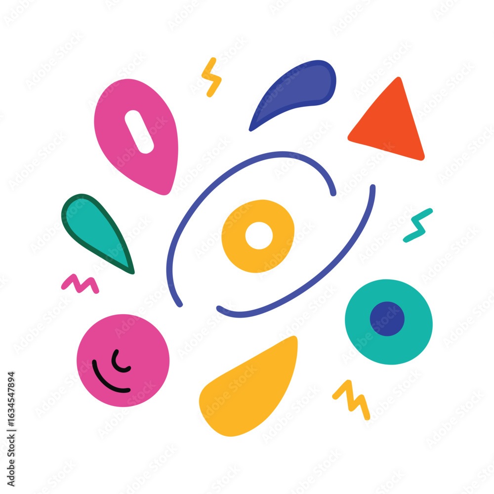 Poster vector art of abstract colorful shapes and elements isolated on white background