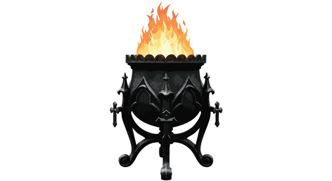 Vector Illustration of Ancient Candelabrum with Fire in Gothic Style for Decorative Design