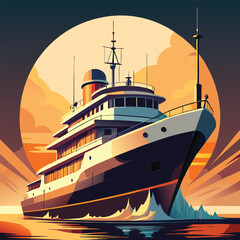 Cruise liner Icon on Black and White Vector Backgrounds. Adobe Illustrator Artwork