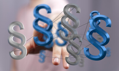 Abstract image of interconnected paragraph symbols, representing legal concepts, law, and...