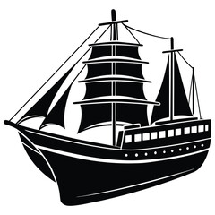 Cruise liner Icon on Black and White Vector Backgrounds. Adobe Illustrator Artwork