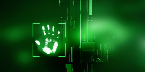 2d Illustration Fingerprint Scanning Technology Concept 
