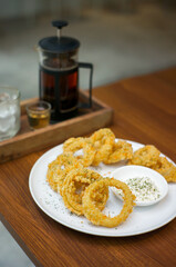 Onion rings and tea