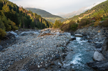 autumnal landscape inside Forni’s Glacier Valley, Santa Caterina Valfurva, Bormio, Sondrio