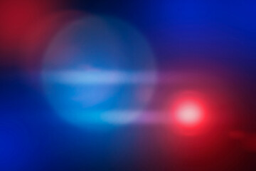 Police red and blue lights, blurred view