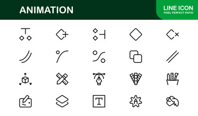 Dynamic Animation Line Icon Collection: Professional Vector Set for Creative Motion Design