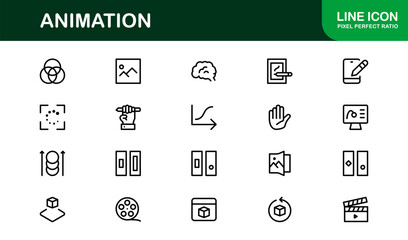 Dynamic Animation Line Icon Collection: Professional Vector Set for Creative Motion Design