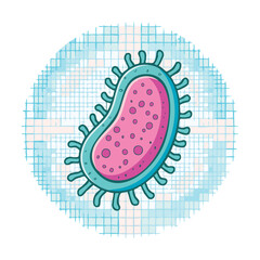 Detailed Bacteria Cell with Blue and Pink