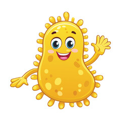 Spiky Happy Bacteria Microorganism Smiling Character