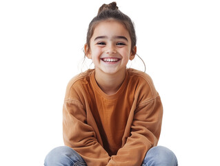 Portrait of happy little kid laughing,PNG,clipart,transparent background,copy space,web banner.
