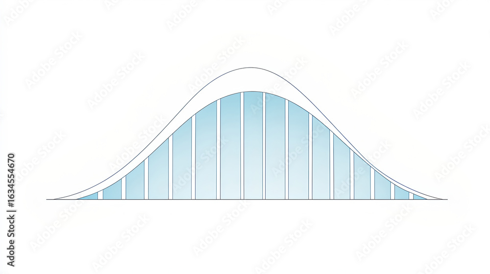 Poster a minimalist graphic design featuring a bell curve representing a normal distribution, into vertical