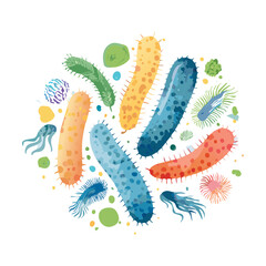 Assortment of Different Microorganisms Illustration