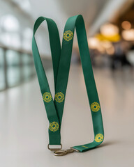 Sunflower lanyard symbolizing hidden disabilities displayed on airport counter