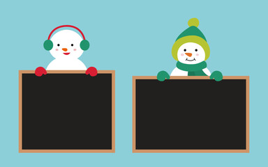 Set of Christmas snowman holding blackboard element vector.
Snowman holding blank sign stock vector illustration.
Good for greeting card,poster, banner, leaflet.
