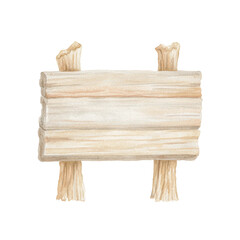 Wooden signboard hang with ropes,cartoon illustration of game art,clipart,transparent background.