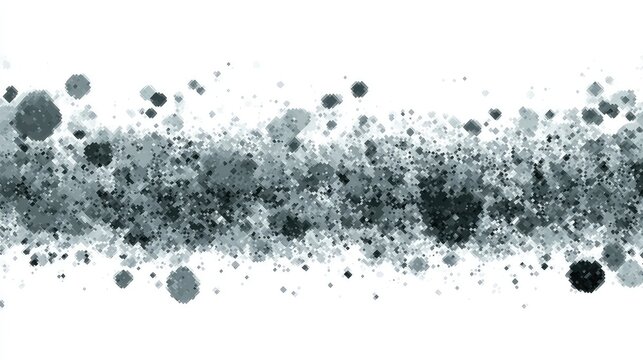 Monochromatic Digital Stream of Exploding Pixelated Squares.