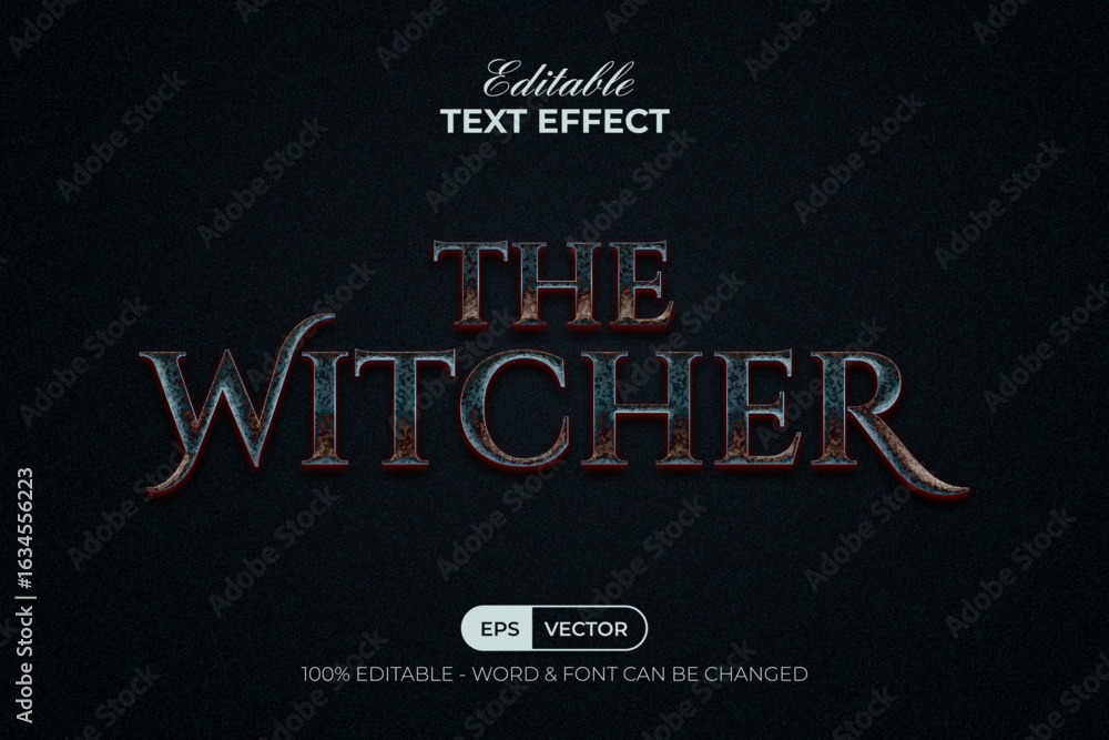 Poster the witcher text effect gothic style. editable text effect.