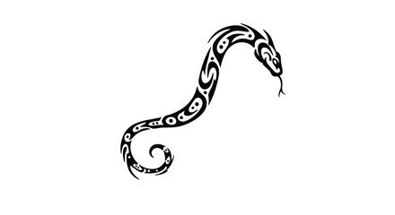 Fototapeta premium Vector Animal Illustration of Snake with Tribal Patterns in Modern Black Style