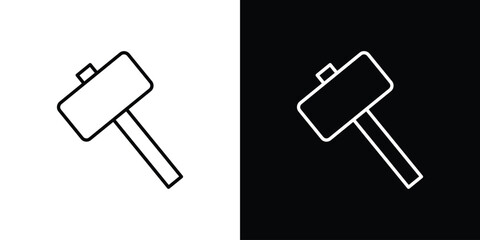 Wooden mallet icon art Illustrations. premium line icons
